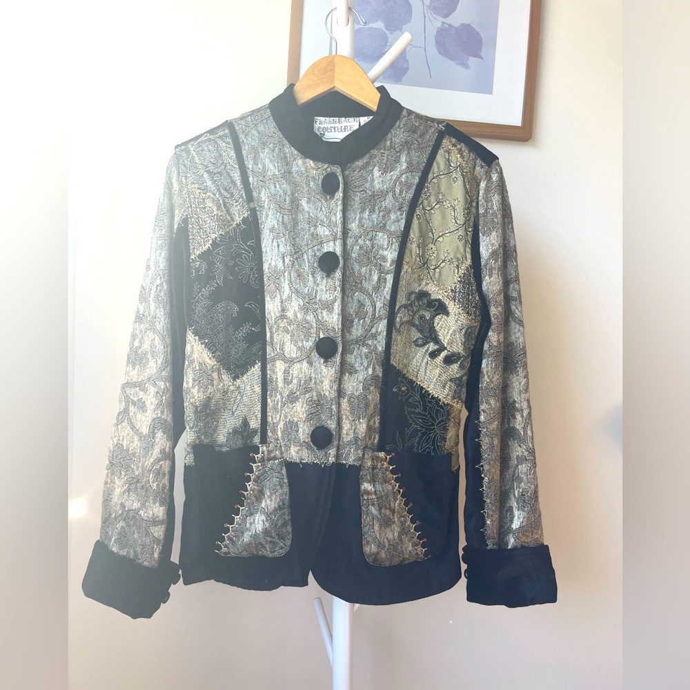 Satin and velvet embroidered jacket